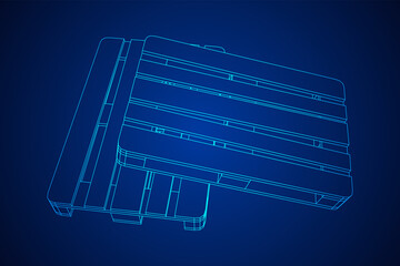 Cargo pallet for warehouse. Logistics shipping concept. Wireframe low poly mesh vector illustration.