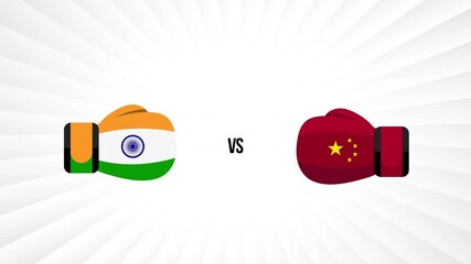 India vs China. Concept of trade war, fight, sport match or war between india and china. Vector illustration.