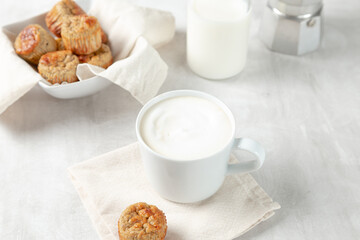 coffee latte and homemade muffin