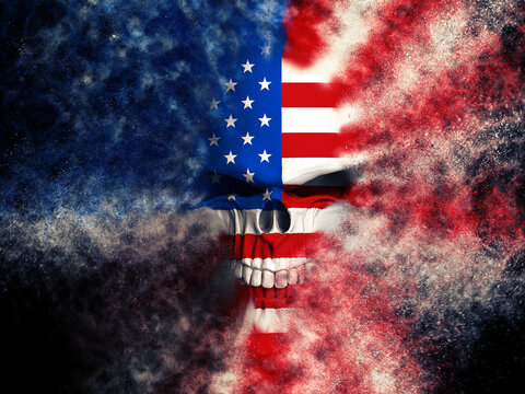 Angry American flag skull - particle FX