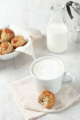 breakfast with milk and muffin