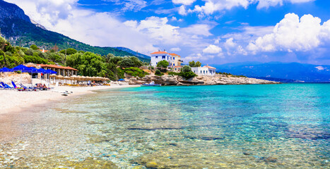 Greece. Idyllic beautiful beaches of Samos island - beautiful Limnionas beach © Freesurf