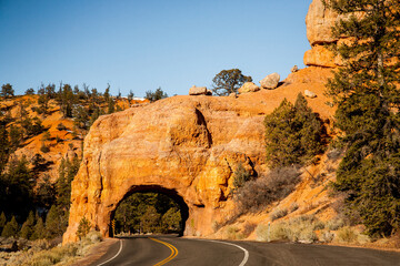Red Rock Canyon, near Bryce NP.  Utah Highway 12 passes through the orange red limestone rocks.