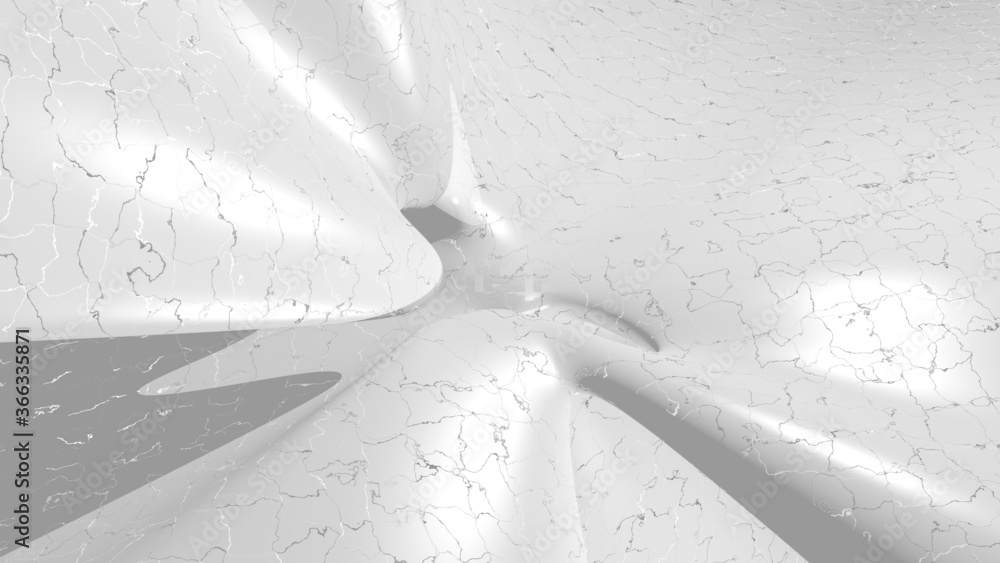 Poster 3d illustration of a geometrical shape of light gray color on a white abstract background as a curve