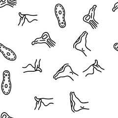 Foot Human Body Part Vector Seamless Pattern Thin Line Illustration