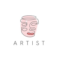 logo designs abstract images of human faces, with abstract outline styles and paint brushes