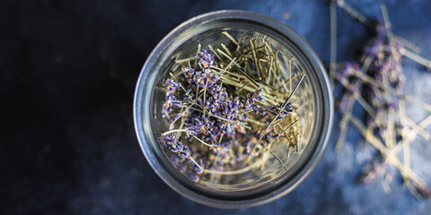 lavender fragrant flowers and stems food background top view copy space for text organic eating healthy