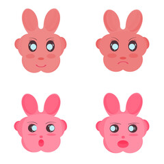 set of rabbit cartoon animal, cute bunny, Kawaii face Funny, abstract background icon pattern seamless wallpaper texture vector illustration graphic design 