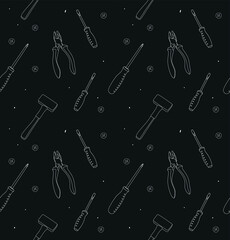 Seamless vector background with tools for repair and construction.