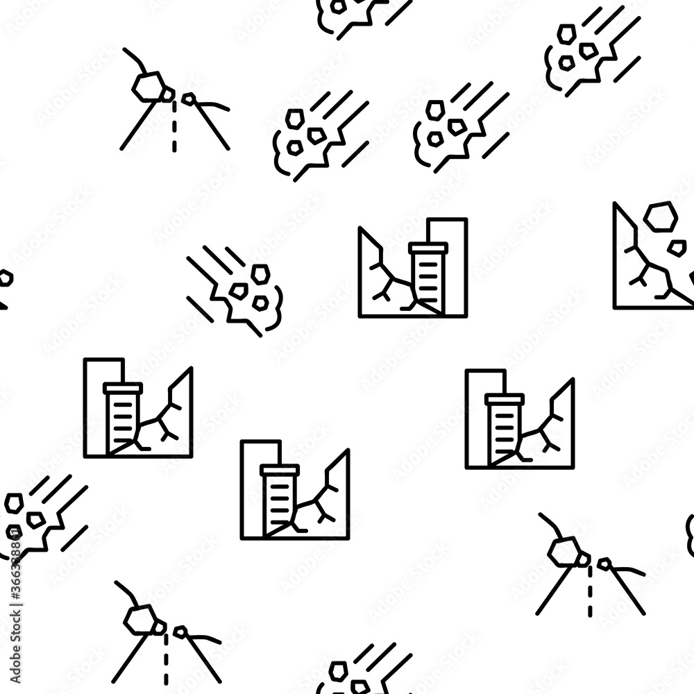 Poster landslide vector seamless pattern thin line illustration