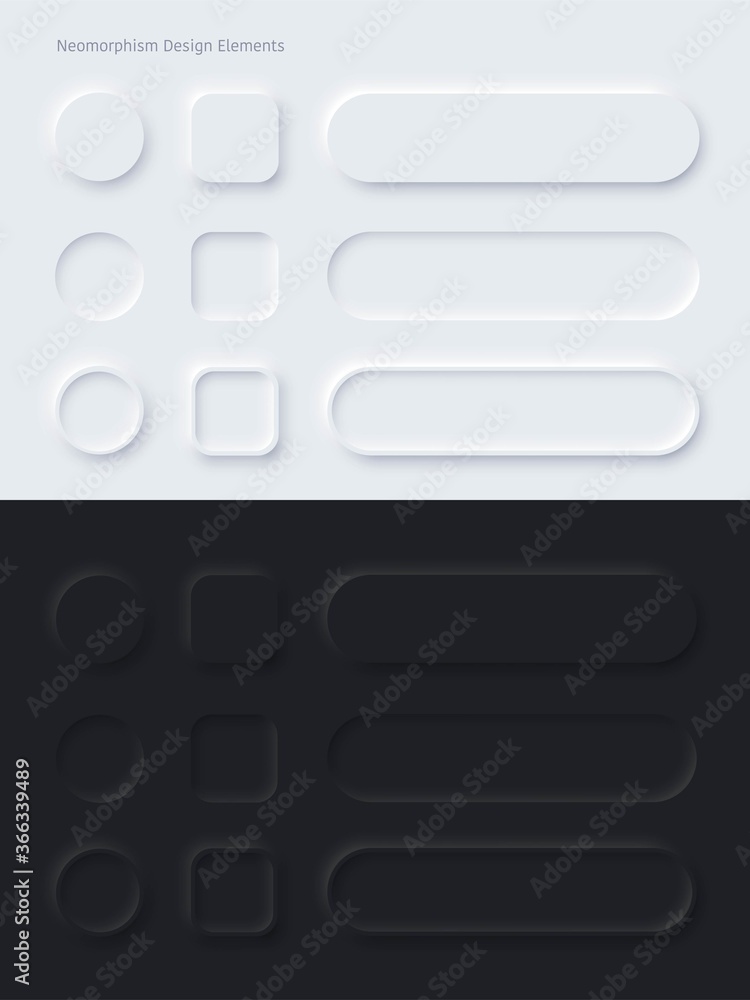 Poster editable white and black neomorphic buttons set. sliders for websites, mobile menu, navigation and a