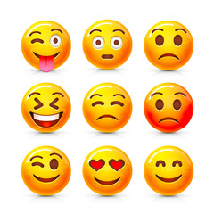 Emoji set icon, collection comic emotion, sign chat. Vector