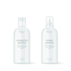 Realistic cosmetic bottles on white background. Cosmetic containers and tubes for cream, shampoo, gel, balsam, conditioner, soap, etc. 3d Vector Illustration