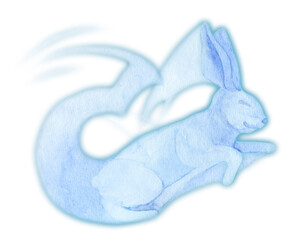 Hand drawn watercolor spirit of animal rabbit © Kind Illustration