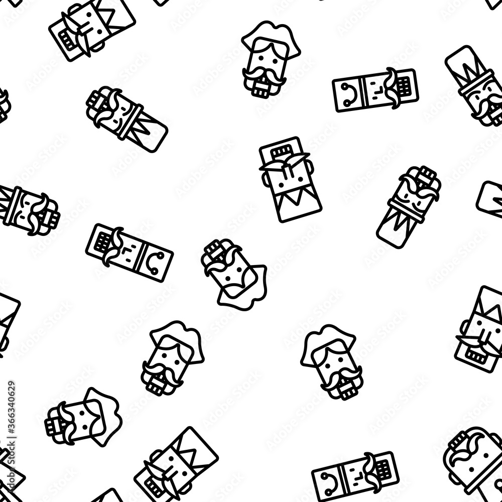Aufkleber nutcracker vector seamless pattern thin line illustration