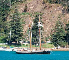 Old sailing ship in Russell, Bay of Islands, New Zealand