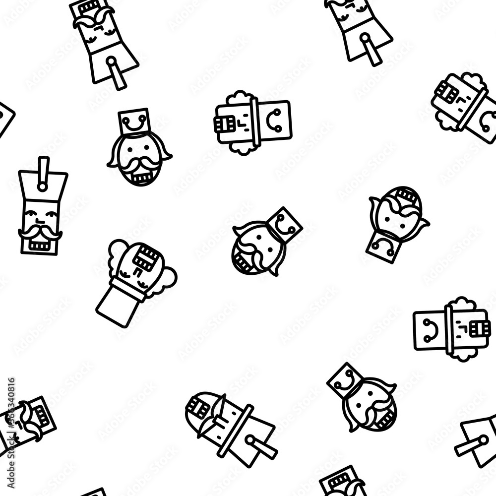 Poster nutcracker vector seamless pattern thin line illustration