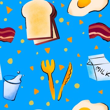 Breakfast seamless pattern illustration