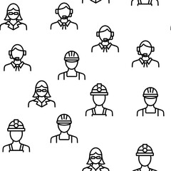 Occupation Vector Seamless Pattern Thin Line Illustration