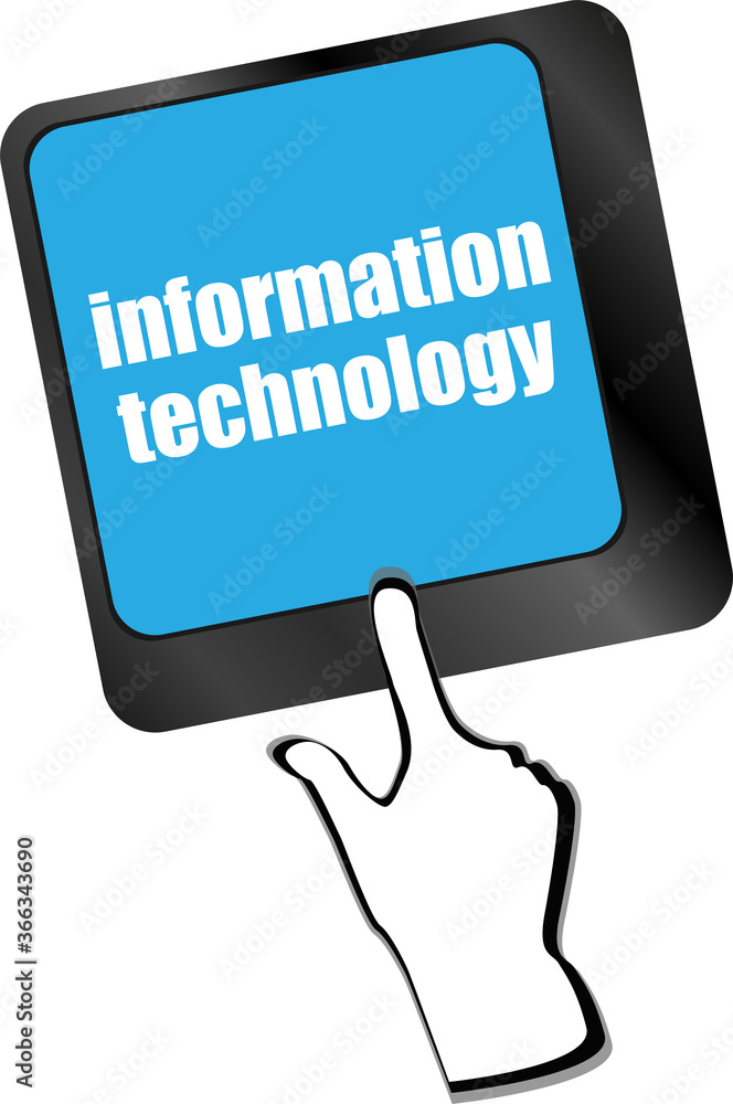 Poster data concept. computer keyboard with word information technology on enter button background