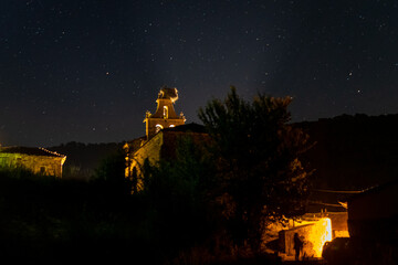Night of starry sky of Herreruela de Castilleria, Palencia. Spain
