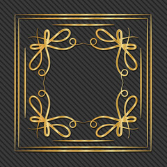 Gold art deco frame with ornament on gray background design of Retro decoration and gatsby theme Vector illustration