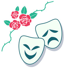 喜劇と悲劇　仮面のアイコンイラスト