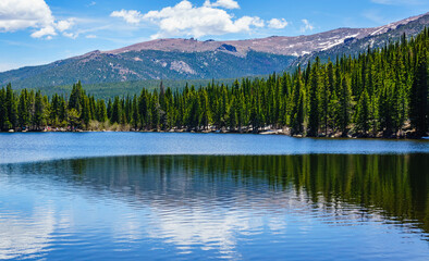 mountain lake in the mountains in Rocky Mountain National Park