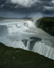 Gullfoss waterfall in South Iceland. Beautiful nature landscape