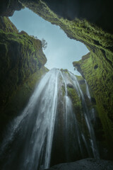 Gljufrafoss or Gljufrabui waterfall in South Iceland. Beautiful nature landscape