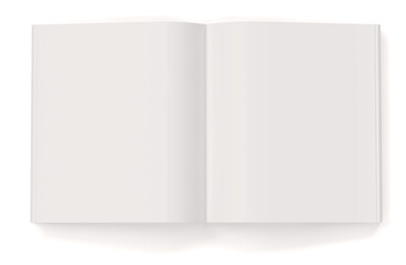 Blank white open book isolated 3d rendring