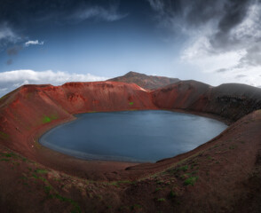 Crater Víti. Lake in Krafla volcano, Northeast Iceland nature landscape