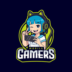 Cosplay girl mobile gaming mascot esport logo