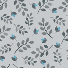 Gray flower pattern with blue