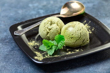 Green tea matcha ice cream.