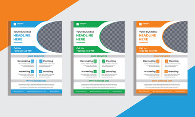 Vector Template Design In A4 Size For Flyer, Brochure, Magazine, Poster, Corporate Presentation, Portfolio With Colorful Triangles.