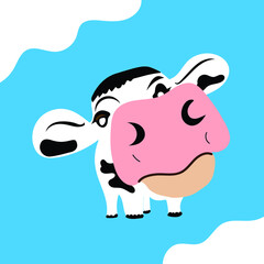 Cute Cow Simple Vector Illustration 