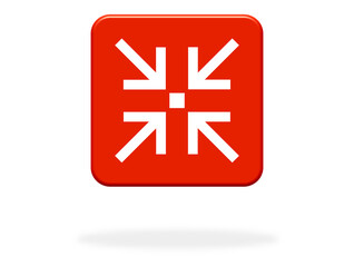 Obraz premium Roter Button mit Schatten zeigt: Pfeile - Treffpunkt