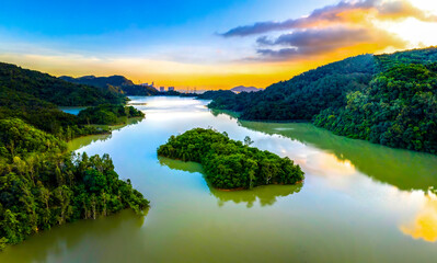 sunset over the lake