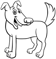 cartoon happy dog coloring book page