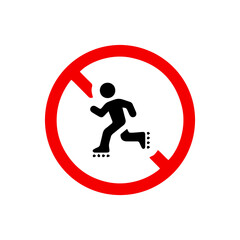 vector illusion icon of prohibited Skating with red circle and glyph icon