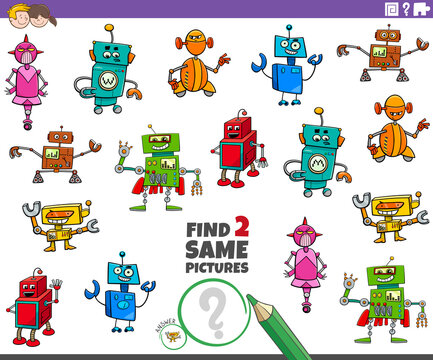 find two same robot characters game for children