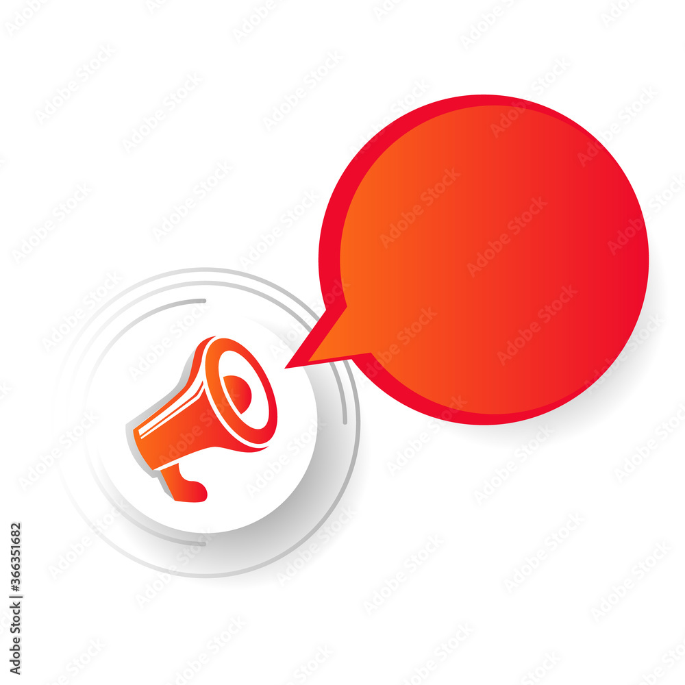 Aufkleber icon megaphone with blank and empty bubble talk design vector isolated on white background