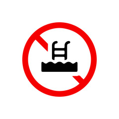 vector illusion icon of prohibited Swimming pool with red circle and glyph icon