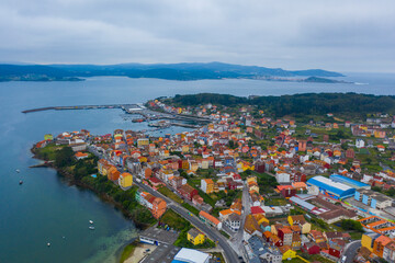 Aerial view of Camariñas town in Galicia Spain
