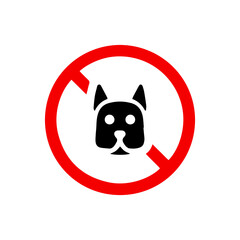 vector illusion icon of prohibited Dog with red circle and glyph icon