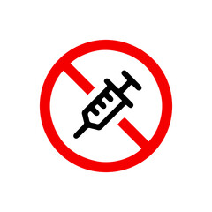 vector illusion icon of prohibited Injection with red circle and glyph icon