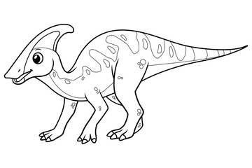 Little Parasaurolophus Cartoon Illustration BW