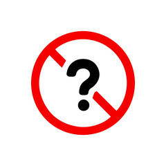 vector illusion icon of prohibited Question with red circle and glyph icon