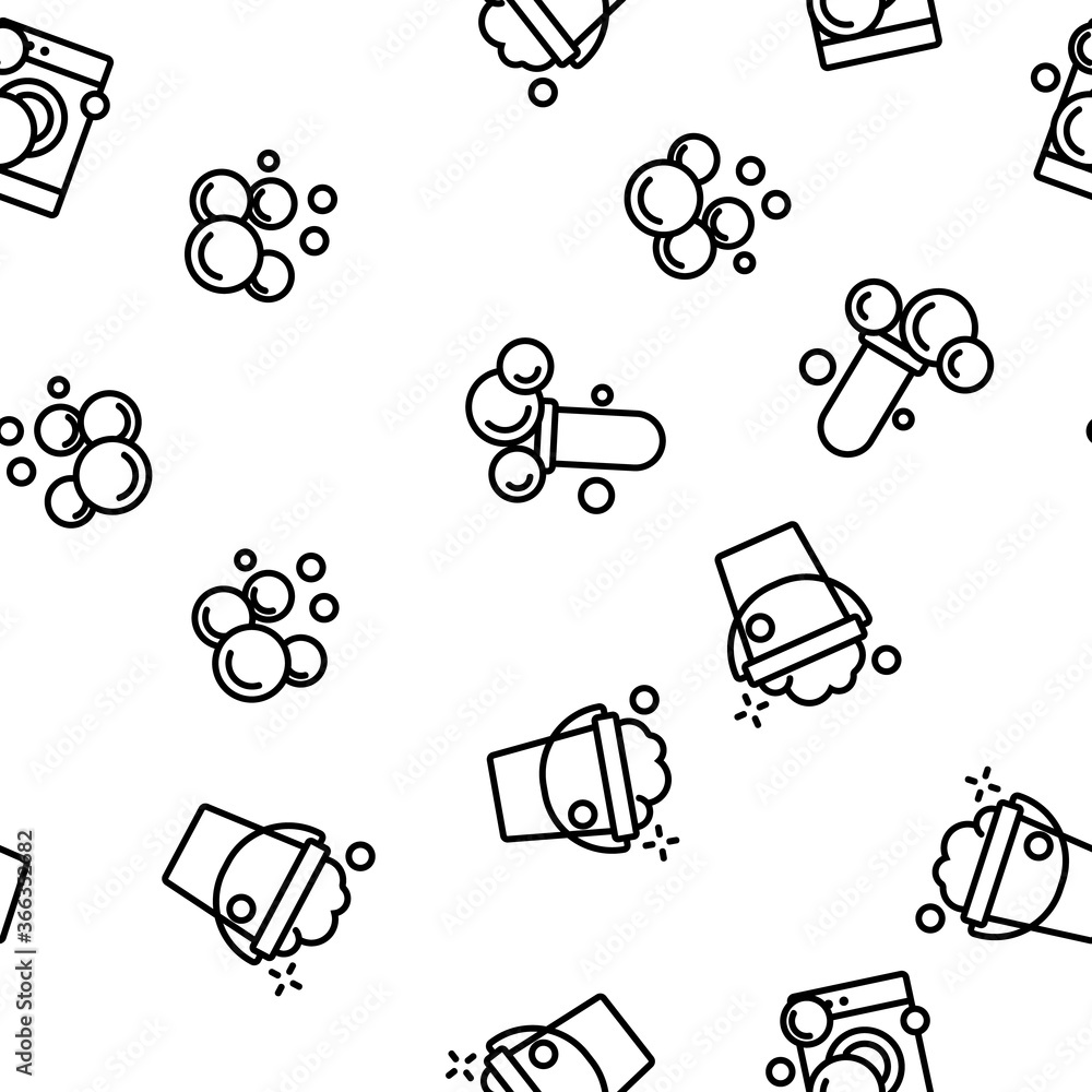 Poster soap bubbles and foam vector seamless pattern thin line illustration